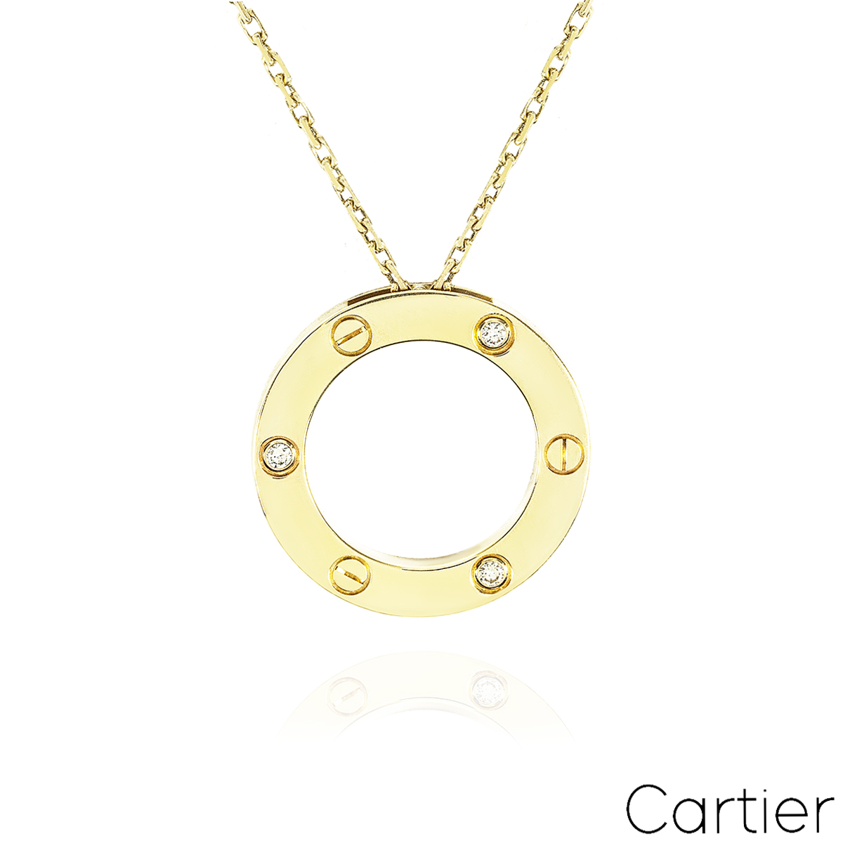 Cartier Yellow Gold 3 Diamond Love Necklace B7014500